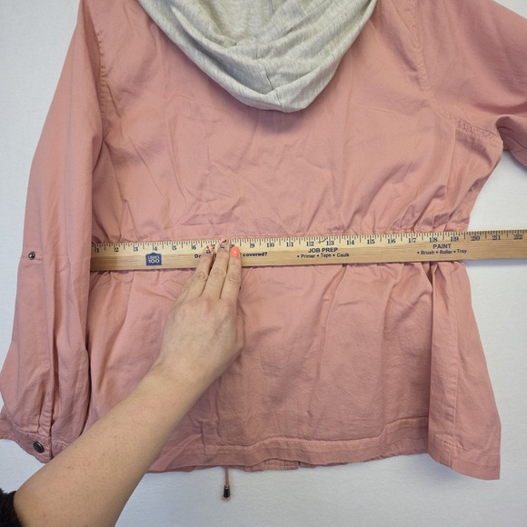 Torrid Jacket Womens 0 or L Pink Coastal Utility Hooded Casual Layering Sporty - Picture 6 of 16